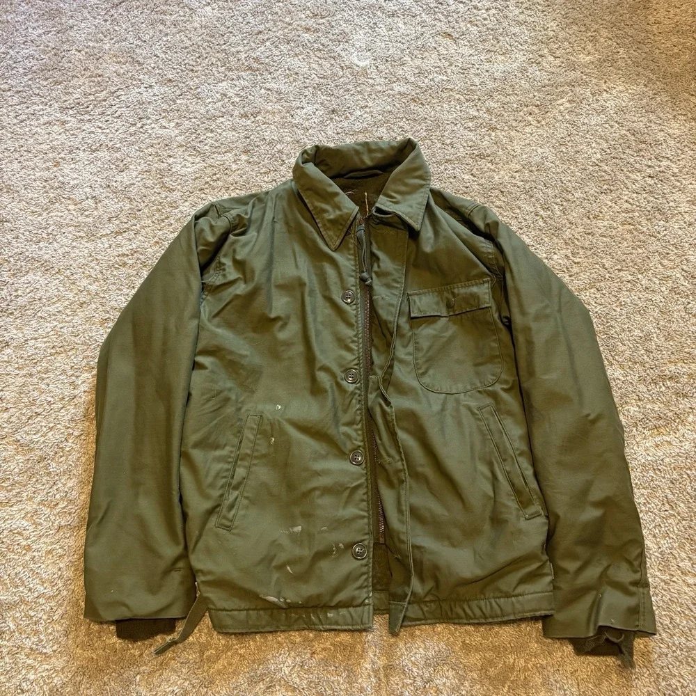 Vintage 60s 70s Vietnam War Cold Weather Permeable Deck Jacket Large